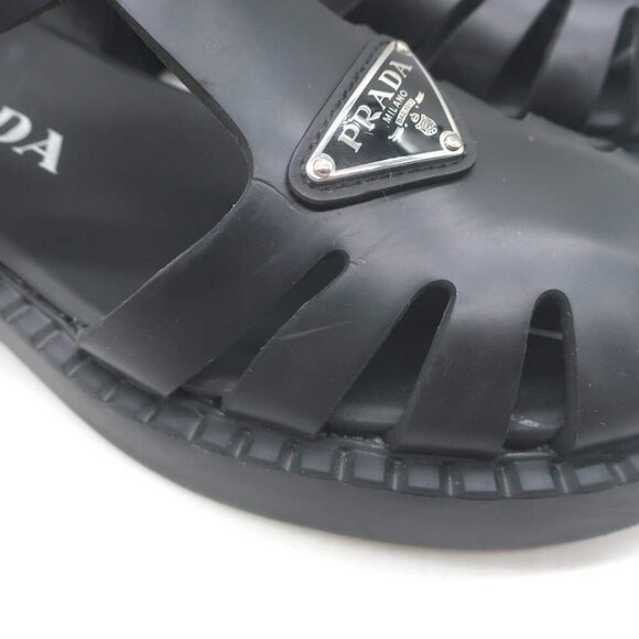 Prada Soft Cage Rubber Fisherman Sandals Black Size 35 - Picture 3 of 16